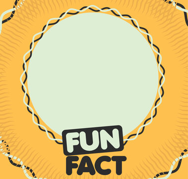 Fun Fact Bold Typography Vector Template Square Frame Decorative Wavy Circle Border Radial Pattern Playful Educational Social Media Post Design Illustration