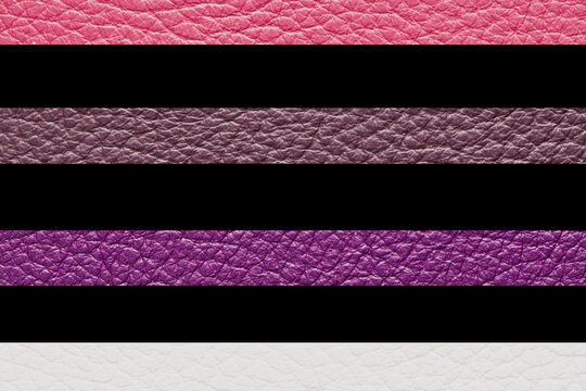 Striped Leather Texture Composition with Pink Burgundy Purple and White Bands