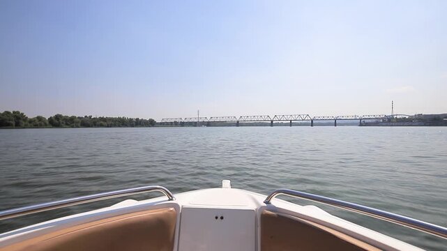 POV view of a fast motorboat riding