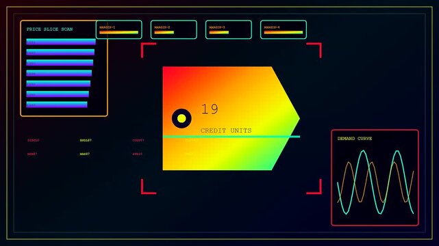 A fluid stream commerce visual interface features digital graphical charts displaying changing numerical values within a dark frame setup for rapid data processing and analytical monitoring