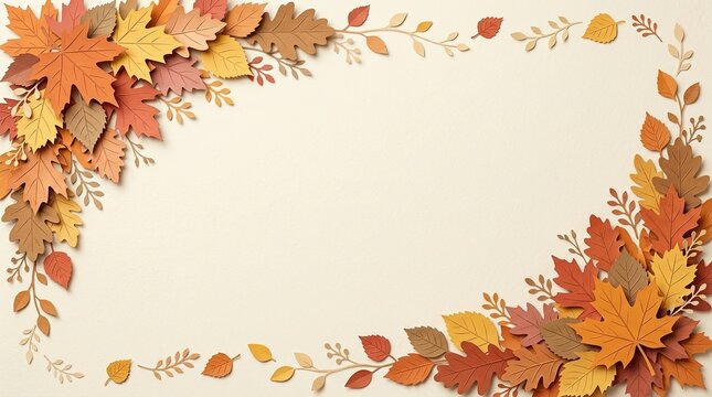 A beautiful autumn frame border with colorful fall foliage for a festive thanks giving days theam background design