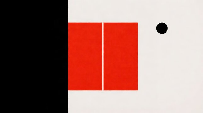 Constructivist Red Rectangle and Black Circle