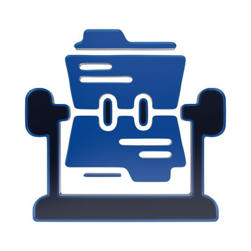 Blue 3D rolodex card index icon isolated on a transparent background, for office organization, file isolated on a transparent background