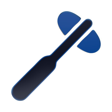 3D blue glass reflex hammer neurological medical instrument icon symbol isolated on transparent background isolated on a transparent background