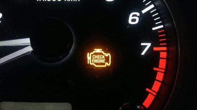 Check Engine Light On Car Dashboard Display