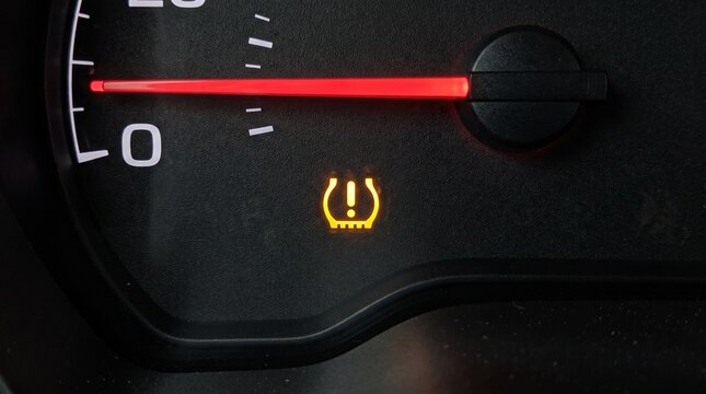 Tire pressure warning light on dashboard car instrument cluster