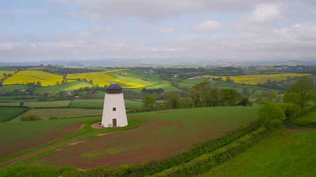Devon Windmill and Farms from a drone, Torquay, Devon, England, United Kingdom