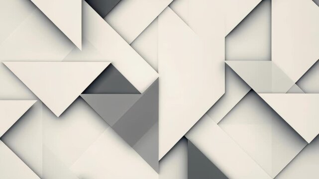 Geometric Abstraction: A complex interplay of overlapping planes and sharp angles creates a dynamic abstract composition in muted tones of grey and white.