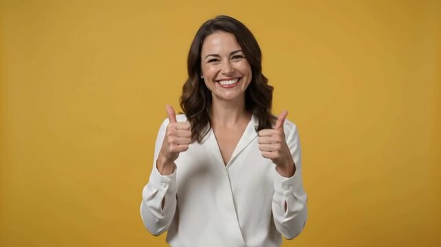 Excited joyful brunette woman expresses happiness at VSRExport event