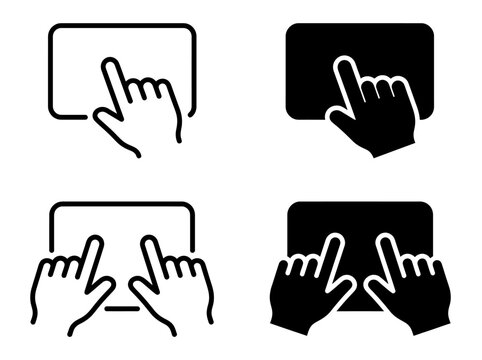Touchscreen finger gesture and multi-touch interaction icons set