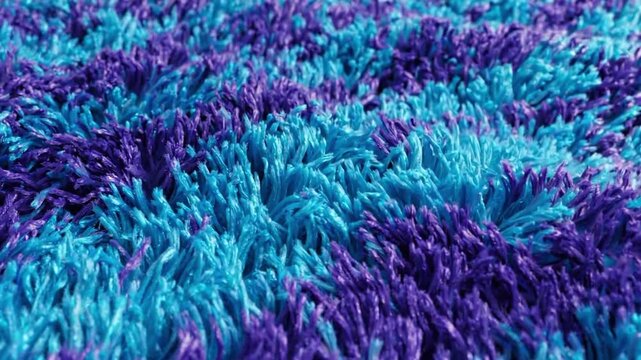 Waving plush monster in turquoise and purple colors moving gently