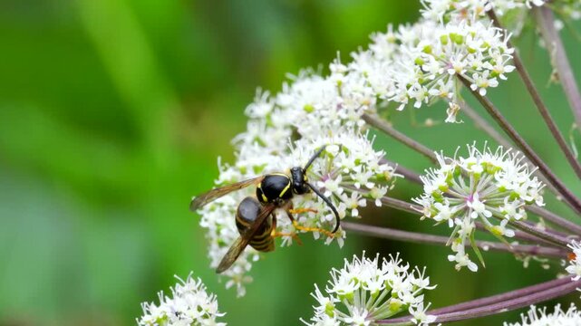 Saxon Wasp (Dolichovespula saxonica), Devon, England, United Kingdom