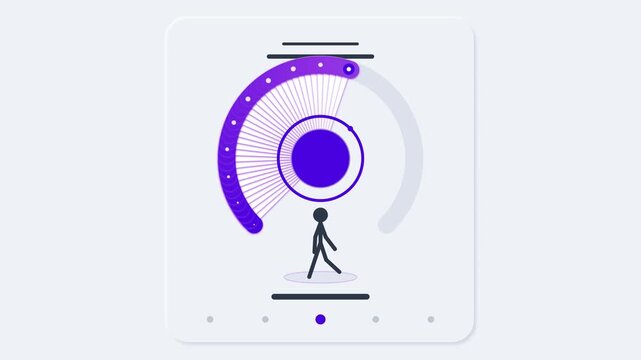 Pedometer interface graphic showing daily walking statistics and progress tracking.