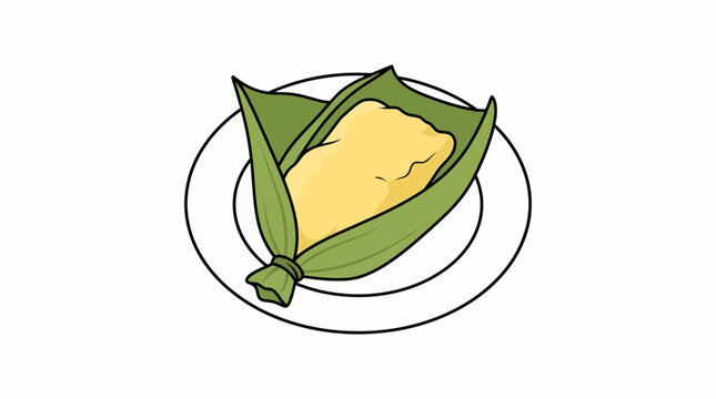 A delicious tamale wrapped in corn husks served on a plate. This traditional dish is a popular choice for many cuisines