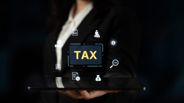 Concept of tax preparation and financial compliance. Filing official tax documents and forms for government reporting, auditing, and financial accounting purposes. Fermion