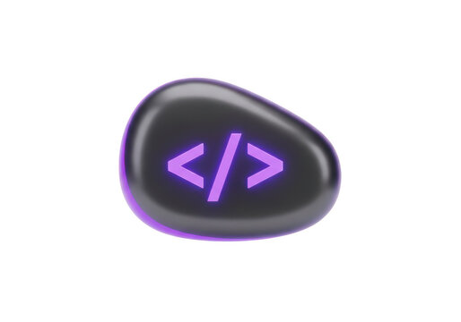 Black stone with purple glowing code symbol icon