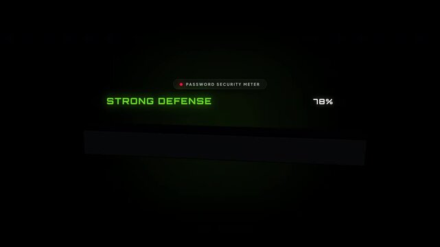 Password strength meter ui showing security levels for cyber safety
