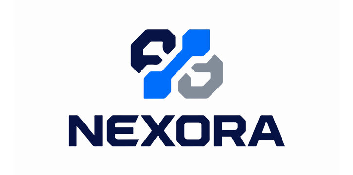 Modern digital technology business logo with geometric abstract shapes and bold corporate typography