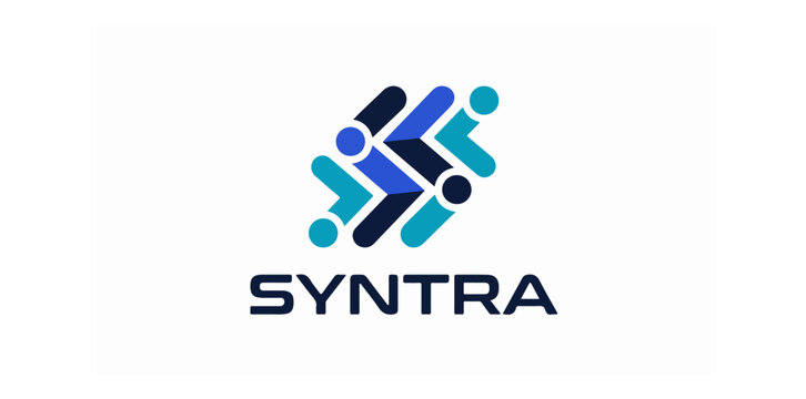 Modern digital technology and data processing logo design concept with abstract geometric shapes