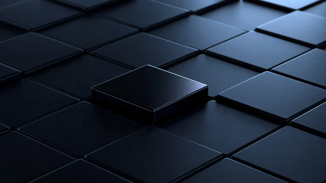 Single Black Cube Standing Out from Grid Pattern