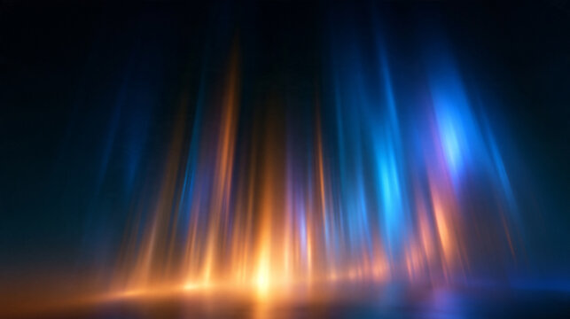Abstract Glowing Light Beams Rising Against Dark Background