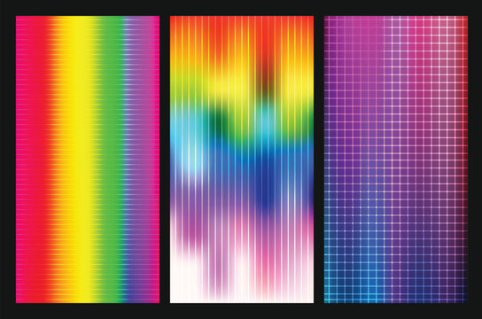 Abstract colorful gradient backgrounds set vibrant vector patterns for design