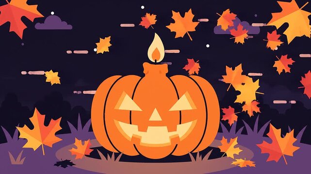 Flat vector animated Halloween pumpkins