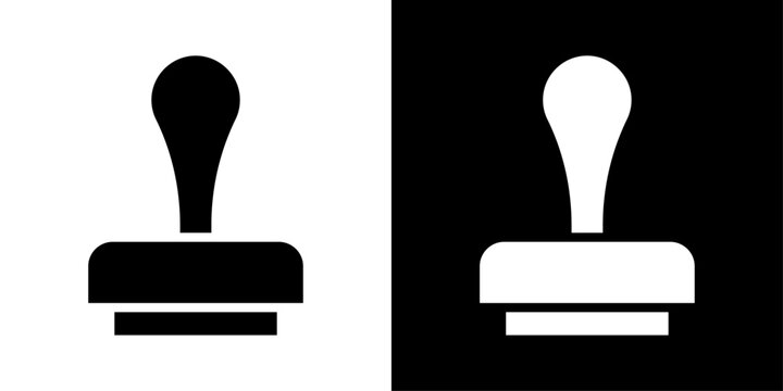 Rubber stamp icon with handle and base, for approval, document, and office apps