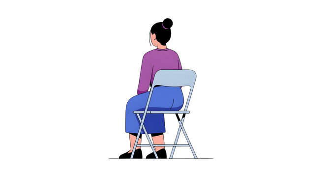 A flat vector illustration of a person sitting on a foldable chair isolated on a transparent background for professional design projects