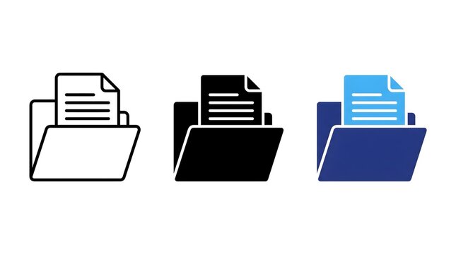 Three document folder icons with different