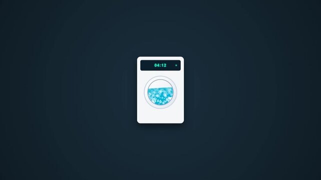 Minimalist washing machine icon on dark background