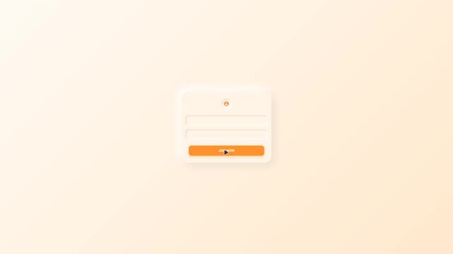 Minimalist login interface on pastel background with orange button