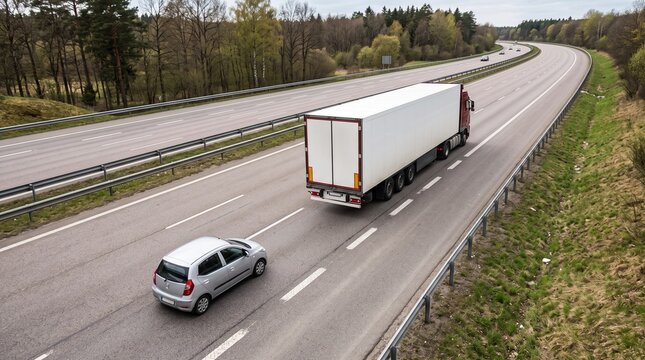 Car Keeping Clear of Truck Blind Spot