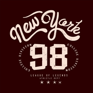 Vintage Typography Text Print Design. Hand Made Font with Number 98. college varsity artwork for tee t-shirt sweatshirt design. made for boys girl's and women's clothing design. 