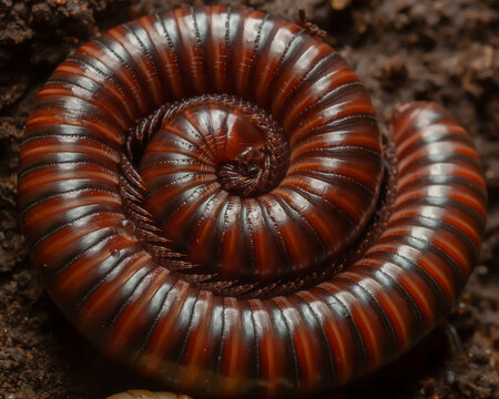 Millipede curled (Diplopoda)