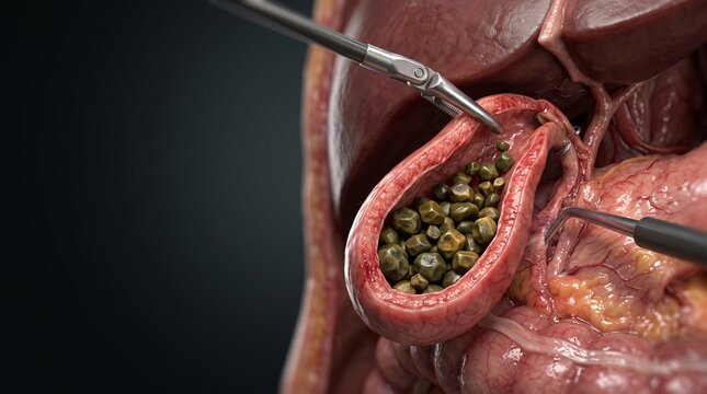 Laparoscopic Cholecystectomy Tool Removing Gallbladder with Gallstones