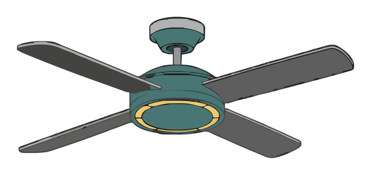 Modern smart ceiling fan flat vector illustration. Generative AI