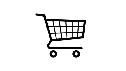 Minimalist black shopping cart vector icon featuring clean lines and modern design style © Muhammad