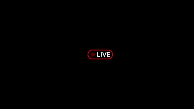 Live streaming broadcast indicator with flashing red recording dot for digital media and online creation
