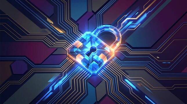 A vibrant abstract digital network with bright glowing lines converging on a central processing unit illustration