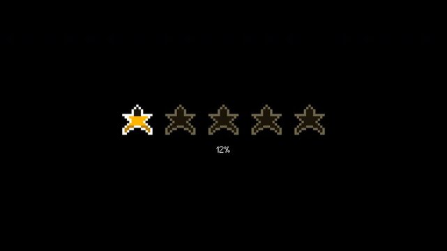 Pixel Star Invincible Super Star Bar Loading Retro 8bit Arcade UI Animation 4K Seamless Loop on Transparent Alpha Background