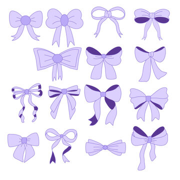 Hand drawn purple bow decoration 