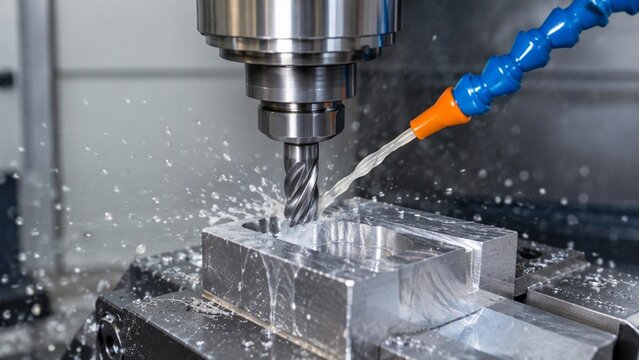 CNC machine processing on part