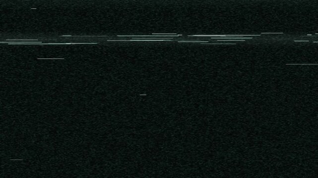 黒背景にエメラルドグリーンのVHSの走査線とノイズがちらつく4Kシームレスループ 合成用オーバーレイ素材
