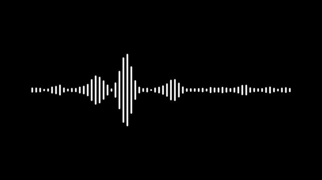 audio waveform spectrum animation, glowing digital sound wave visualization, minimalist audio equalizer lines, pulsing frequency waves, transparent background, dark 4k music visual