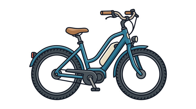 Blue electric bicycle on a white background