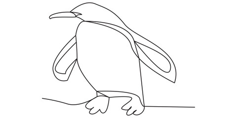 Fototapeta premium Minimalist continuous line drawing of a cute penguin standing