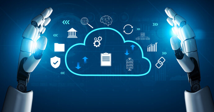 An AI powered cloud computing platform for enterprise business solutions. A central AI system for data storage, security, and processing. Motif