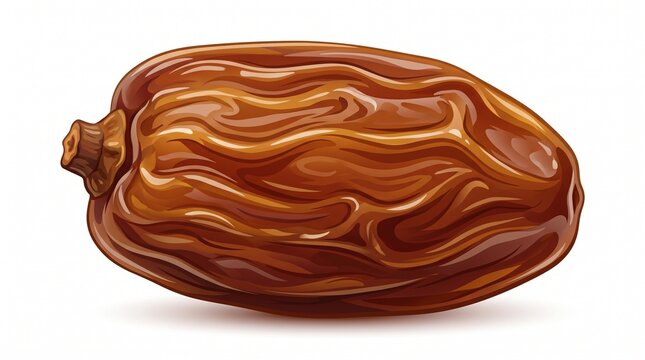 Single dried date fruit isolated on a white background
