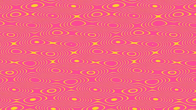 Abstract pink and yellow seamless pattern with concentric circles